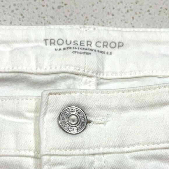 Chico's Trouser Crop White Denim Wide Leg Pants Size 14 / 2.5 - Picture 5 of 11